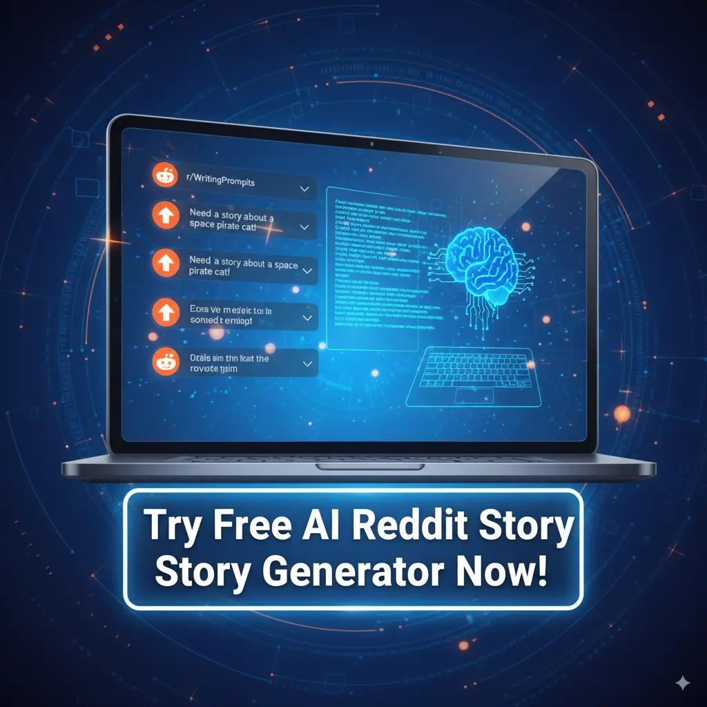 Call-to-action to try free AI Reddit story generator for instant stories