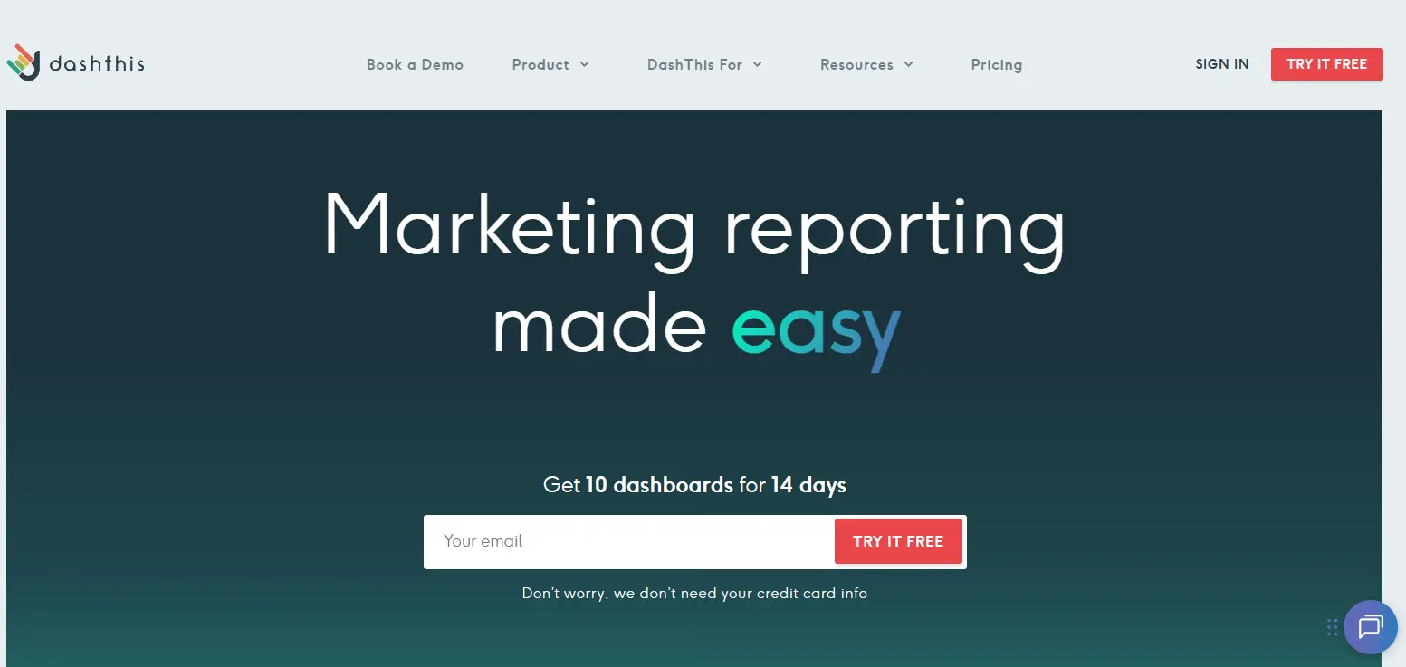 dashthis home page - marketing reporting made easy 
