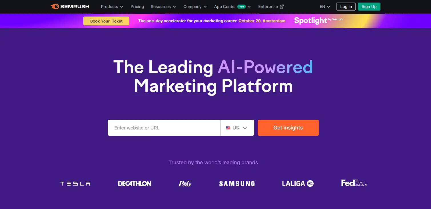 SEMrush - leading Ai power marketing platform for SEO Reporting 