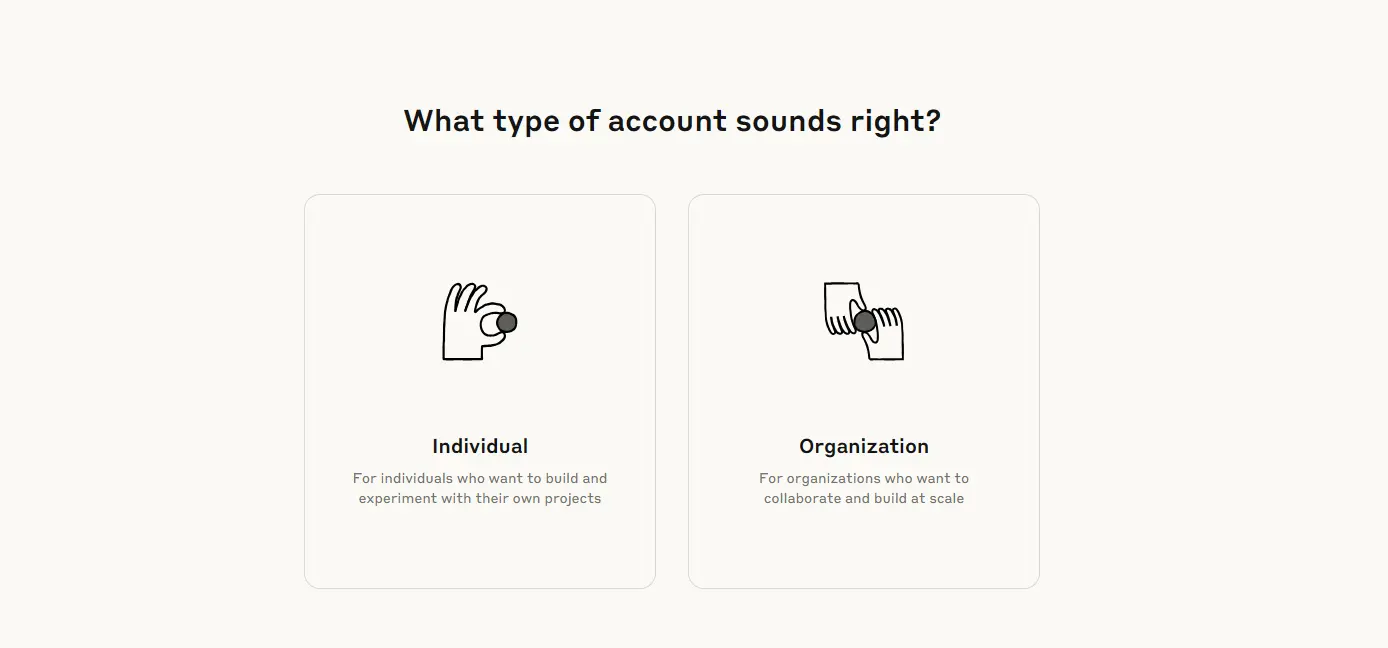 claude api account type selection