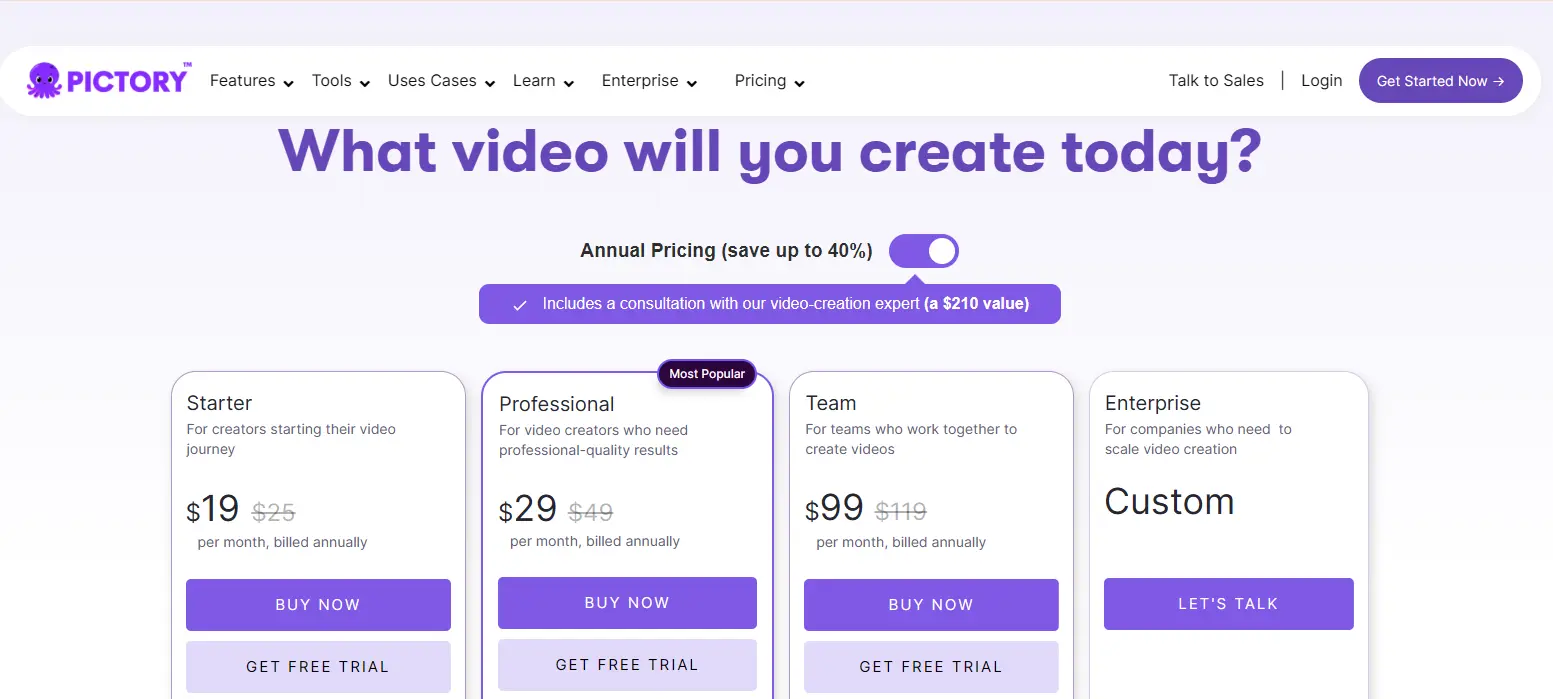 pictory pricing