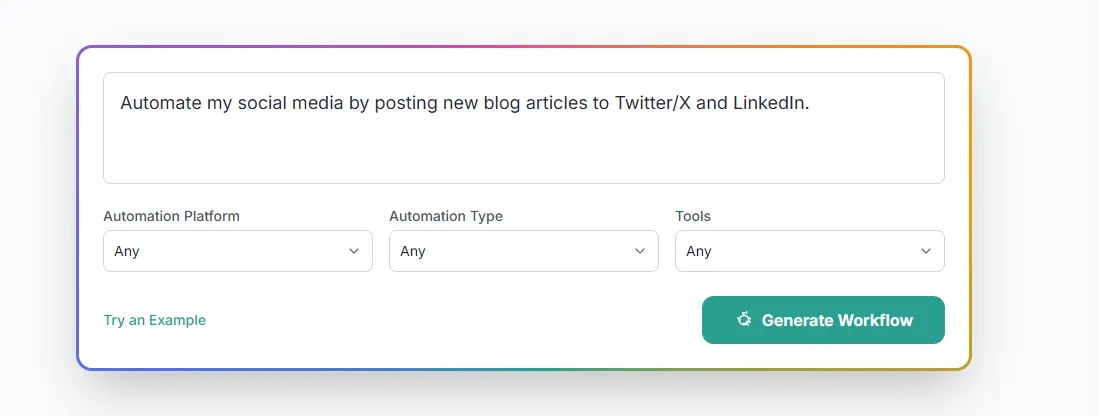 Automate my social media by posting new blog articles to Twitter & LinkedIn. - ai agent builder tool