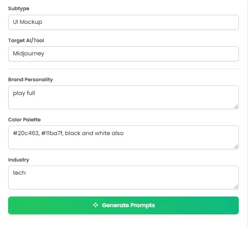 Fill in the Smart Filters in best ai prompt Generator