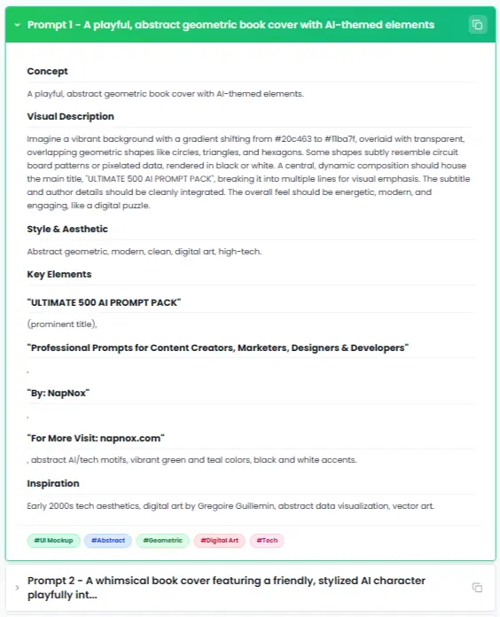 Single ai prompt Result